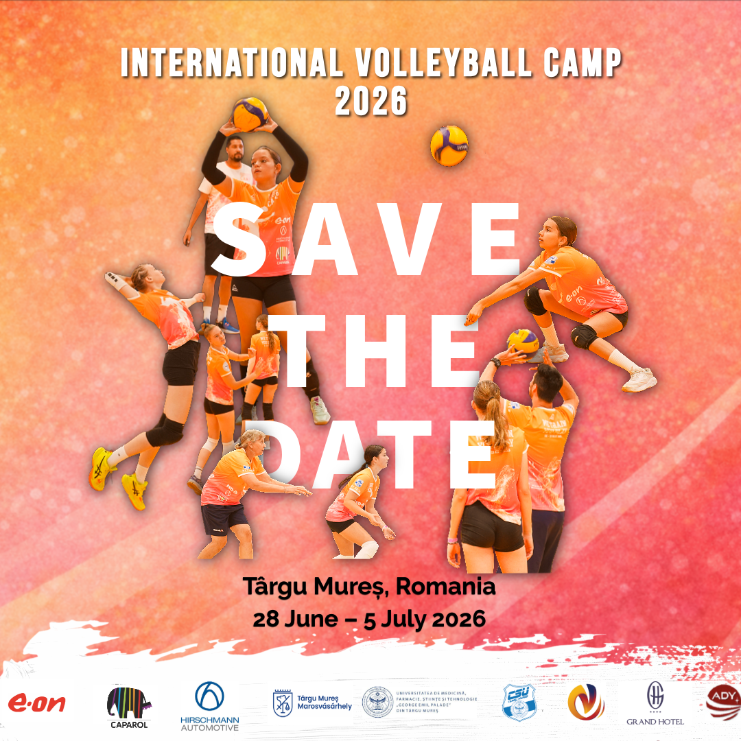 Photo showing young volleyball player improving their volleyball techniques at the International Volleyball Camp in Targu Mures Romania